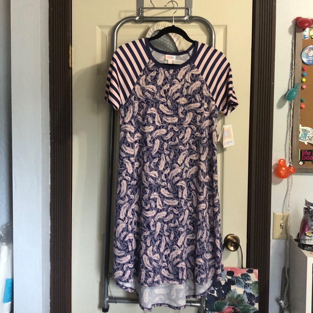 NWT LulaRoe Carly XS Feathers Stripe